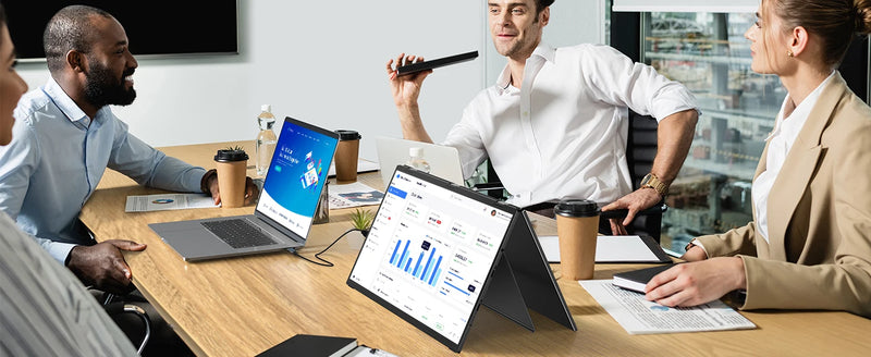 Triple Laptop Screen Extender 15.6" 1080P FHD IPS Folding Stacked Dual Portable Monitor USB-C Travel Extended Computer Display