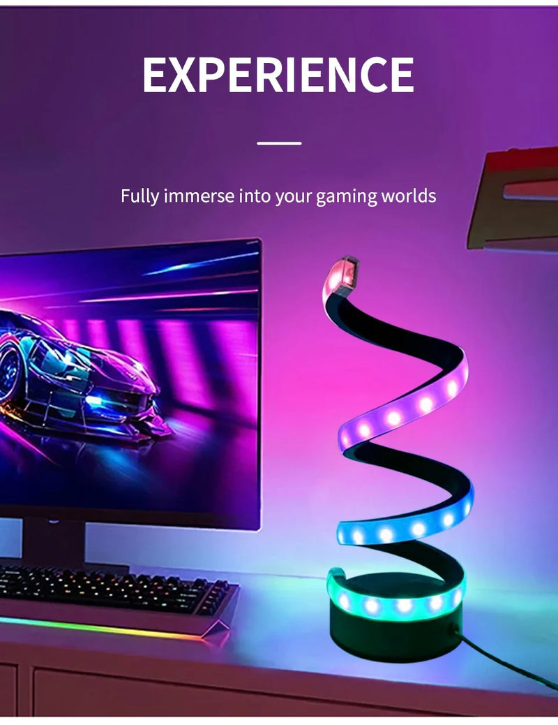 White RGB Led Table Lamp Dimmable USB Night Light Spiral Snake Desk Reading Book Light Office Bedroom Decoration Button Switch