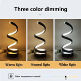 White RGB Led Table Lamp Dimmable USB Night Light Spiral Snake Desk Reading Book Light Office Bedroom Decoration Button Switch