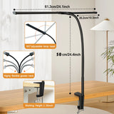 Double Head LED Clip Desk Lamp Architect Table Lamp Stepless Dimmable Computer Monitor Light for Home Office Reading Lighting