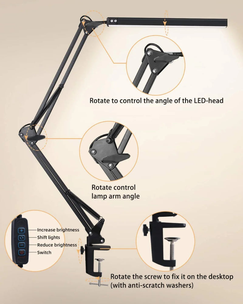 10W LED Desk Lamp with Clamp