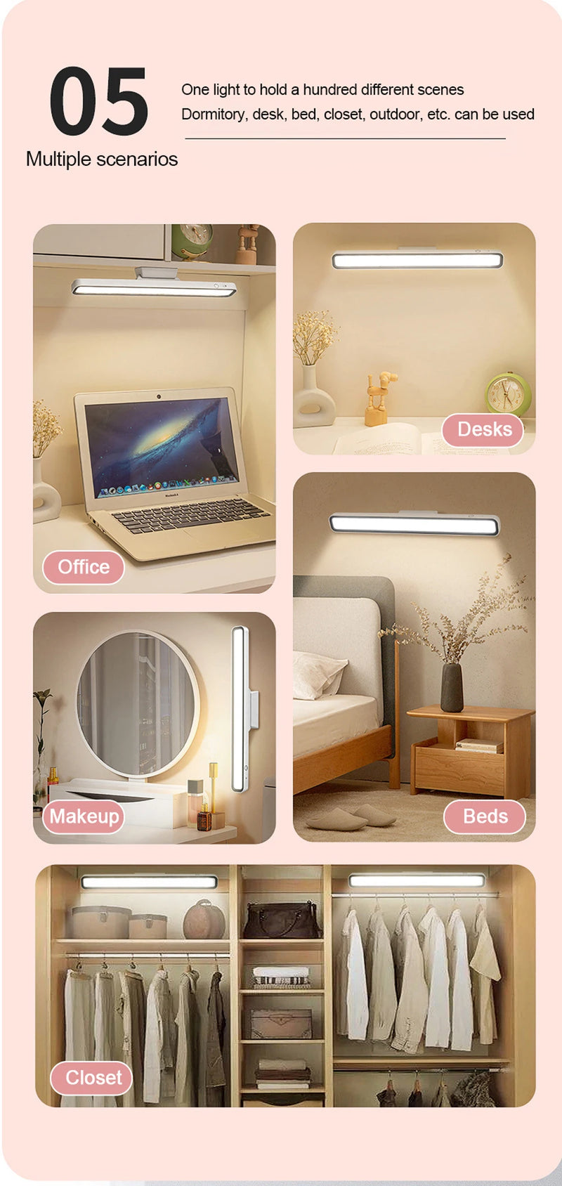 Desk Lamp Hanging Magnetic Table Lamp Led Usb Rechargeable Stepless Dimming Cabinet Closet Wardrobe Night Light