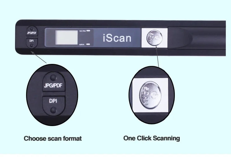 iScan Portable Handheld Mobile A4 Document Scanner Scan 300 600 900 DPI Support JPG PDF Format