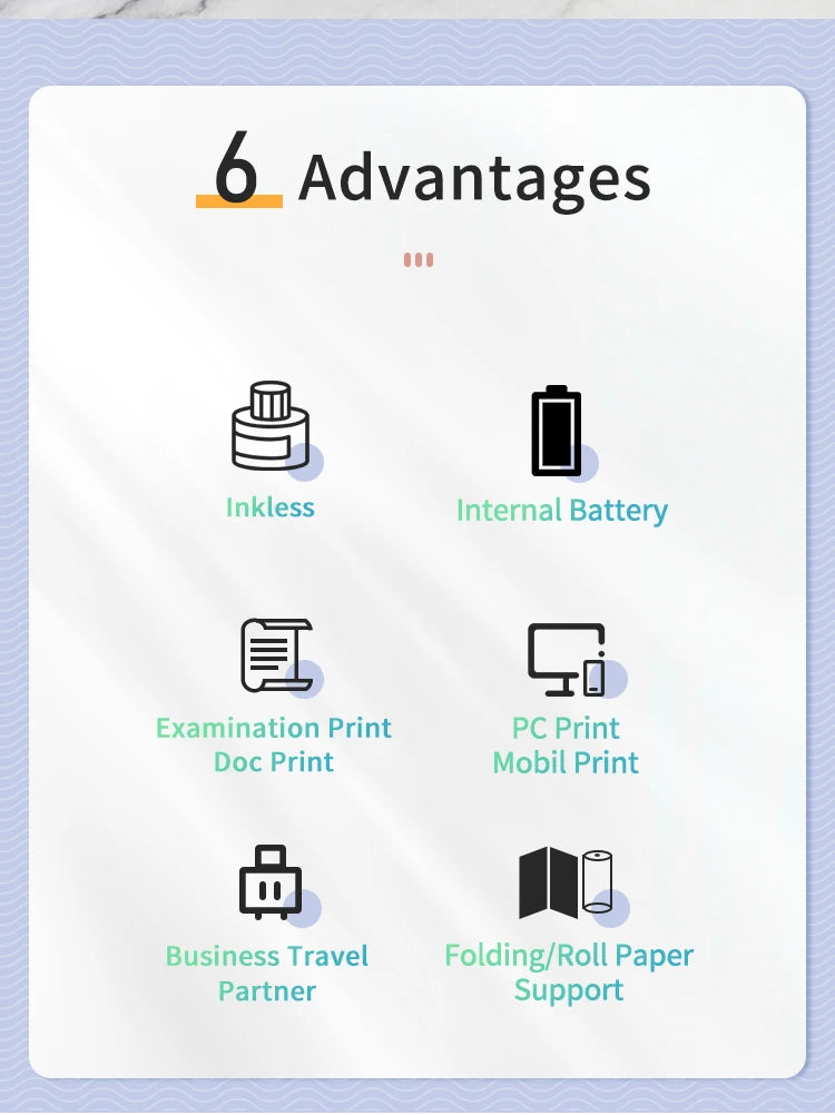 Marklife D210 Thermal Paper Printer Direct Wirless Mobile Photo Printer USB BT Connection Support A4 Thermal Paper Width