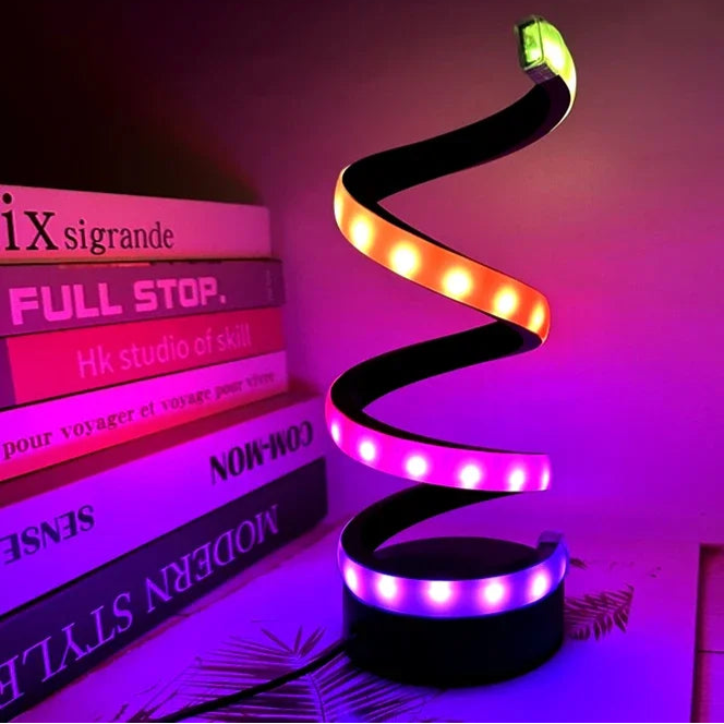 White RGB Led Table Lamp Dimmable USB Night Light Spiral Snake Desk Reading Book Light Office Bedroom Decoration Button Switch