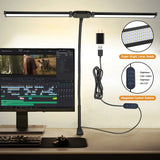 Double Head LED Clip Desk Lamp Architect Table Lamp Stepless Dimmable Computer Monitor Light for Home Office Reading Lighting