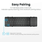 Wireless Folding Keyboard with Touchpad/Numberpad Rechargeable Foldable Bluetooth Keyboard for Tablet Ipad