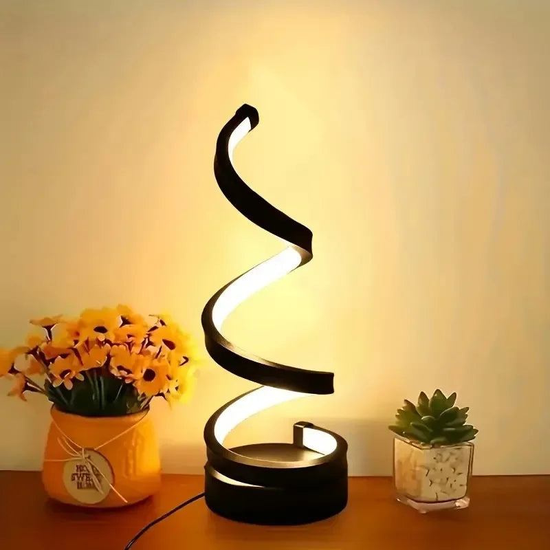 White RGB Led Table Lamp Dimmable USB Night Light Spiral Snake Desk Reading Book Light Office Bedroom Decoration Button Switch