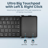 Wireless Folding Keyboard with Touchpad/Numberpad Rechargeable Foldable Bluetooth Keyboard for Tablet Ipad