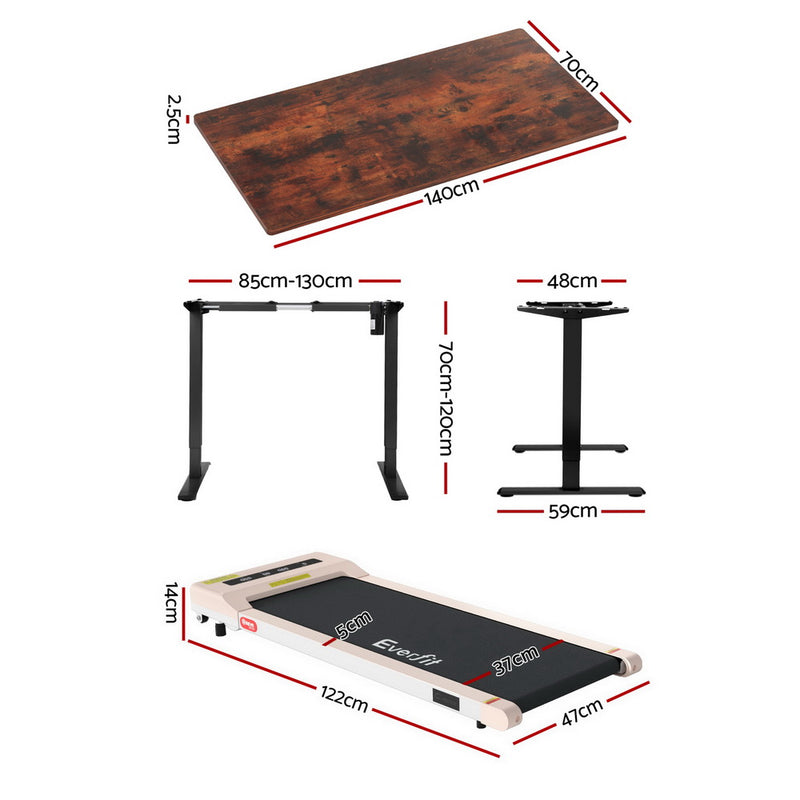Artiss 140cm Automatic Standing Desk with 360mm Electric Walking Pad Treadmill
