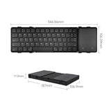 Wireless Folding Keyboard with Touchpad/Numberpad Rechargeable Foldable Bluetooth Keyboard for Tablet Ipad