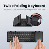 Wireless Folding Keyboard with Touchpad/Numberpad Rechargeable Foldable Bluetooth Keyboard for Tablet Ipad