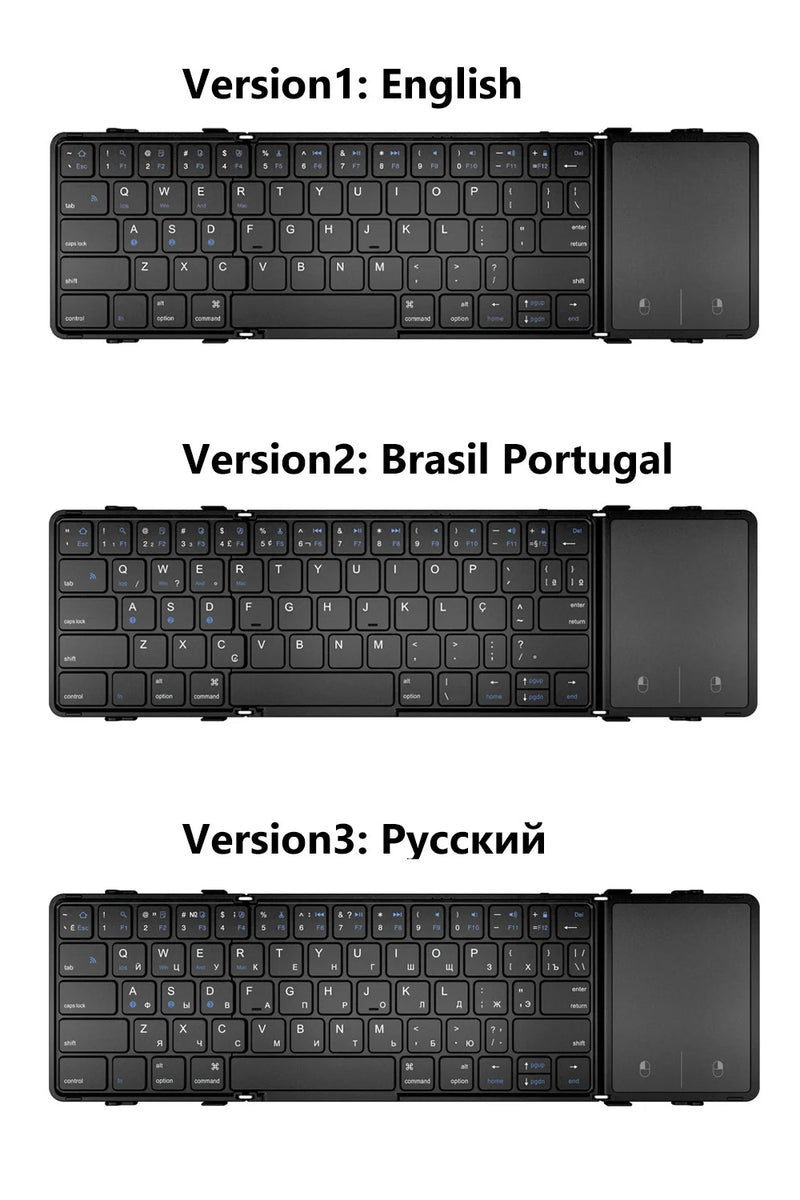 Wireless Folding Keyboard with Touchpad/Numberpad Rechargeable Foldable Bluetooth Keyboard for Tablet Ipad