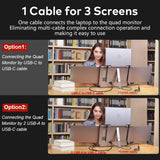 14 inches Laptop Expansion Screen 1080P FHD Quad-screen Monitor Driver Quick Installation Monitor with 1 Cable for 3 Displays