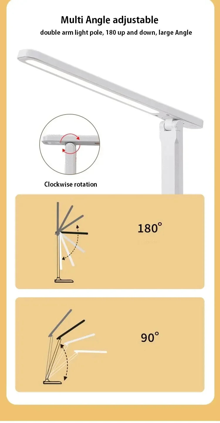 Foldable Table Lamp Led Desk Lamp 3 Type Stepless Dimmable Touch Bedside Reading Eye Protection Night Light USB Chargeable