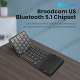 Wireless Folding Keyboard with Touchpad/Numberpad Rechargeable Foldable Bluetooth Keyboard for Tablet Ipad