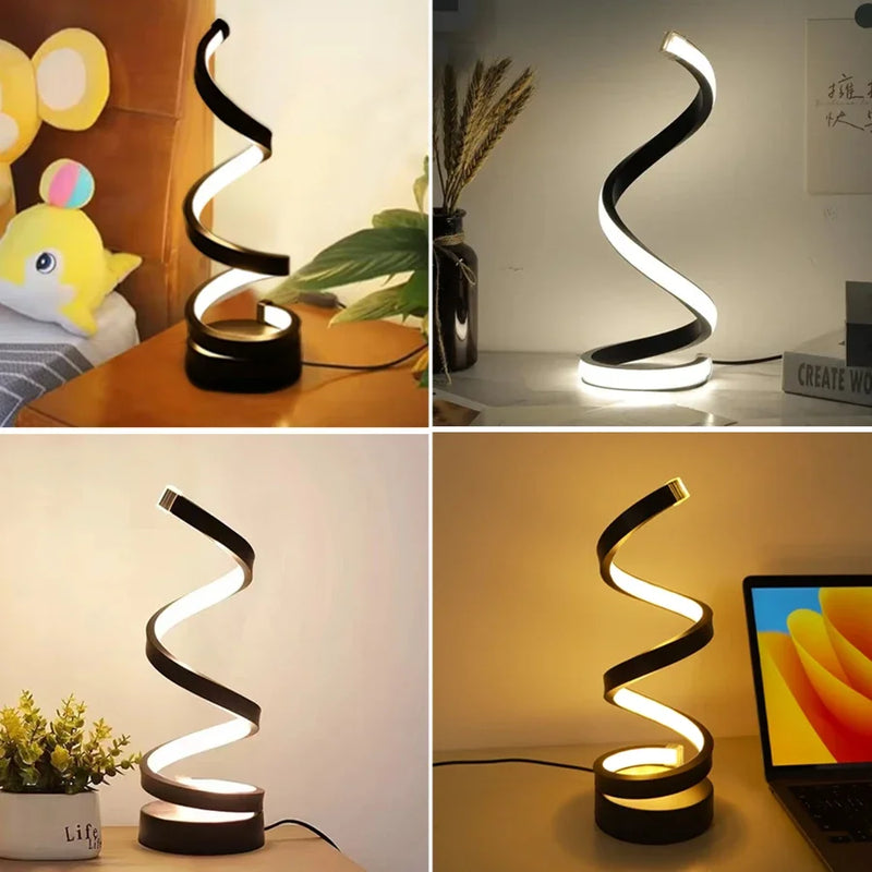 White RGB Led Table Lamp Dimmable USB Night Light Spiral Snake Desk Reading Book Light Office Bedroom Decoration Button Switch