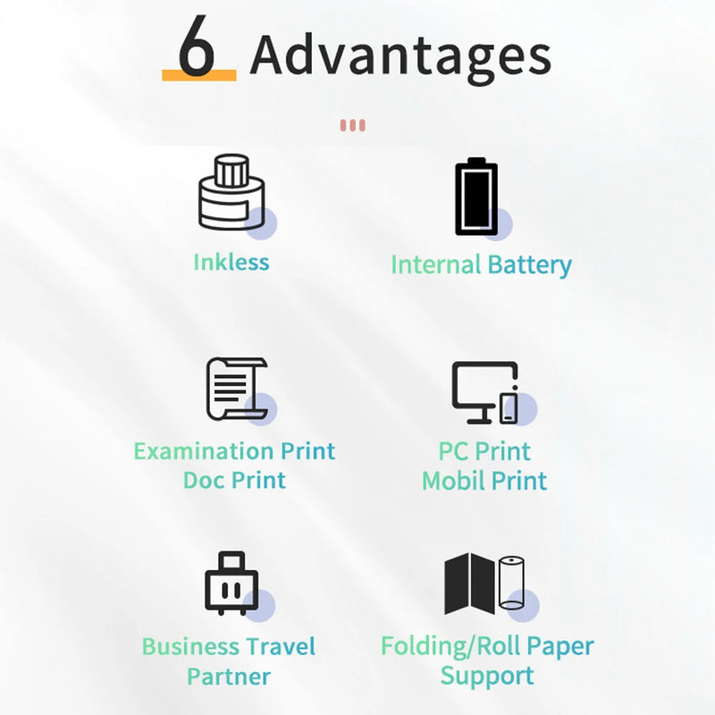 Marklife D210 Thermal Paper Printer Direct Wirless Mobile Photo Printer USB BT Connection Support A4 Thermal Paper Width