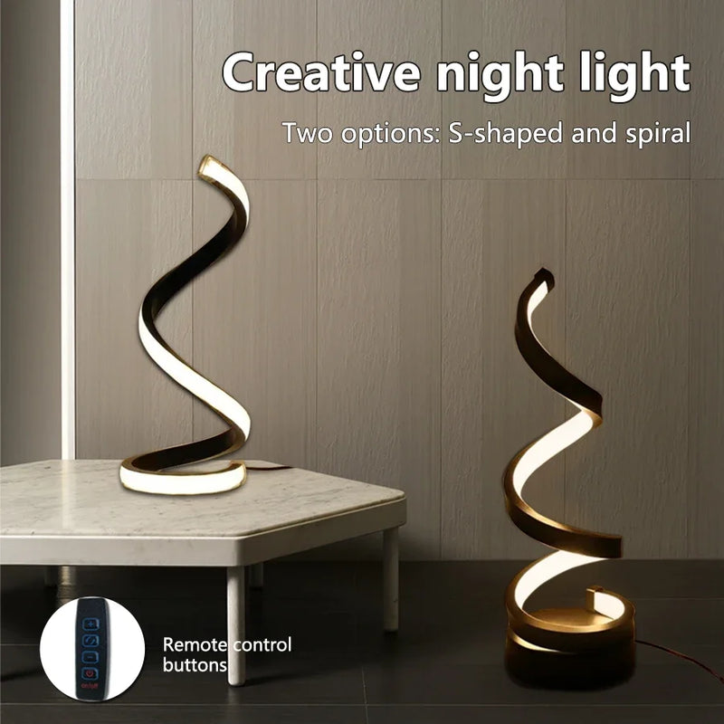 White RGB Led Table Lamp Dimmable USB Night Light Spiral Snake Desk Reading Book Light Office Bedroom Decoration Button Switch