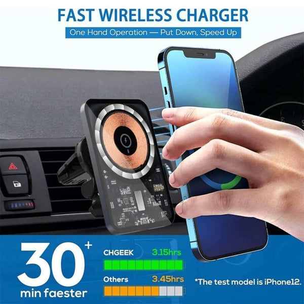 15W Magnetic Car Wireless Charger Phone Holder Mount MagSafe