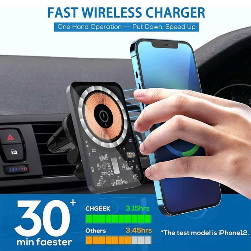 15W Magnetic Car Wireless Charger Phone Holder Mount MagSafe