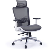 FORTIA Ergonomic Office Desk Chair, Coolmesh Fabric, Headrest, Adjustable Lumbar Support, Armrests and Recline, Dark Grey Mesh/White Frame