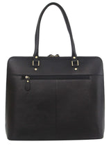 Pierre Cardin Unisex Structured Italian Leather 15" Laptop Computer Bag - Black