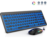 Ultra-Thin Wireless Backlit Keyboard & Mouse Combo - Rechargeable, Multi-Device Bluetooth for Mac, Windows, iOS