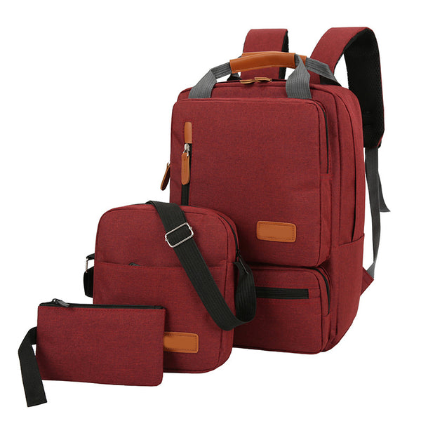 Red 3-Piece Backpack Set – Travel & Laptop Bag for Students & Professionals