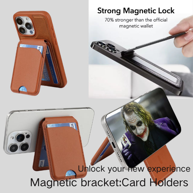 Dark Blue MagSafe Magnetic Wallet with Stand - PU Leather Card Holder for iPhone